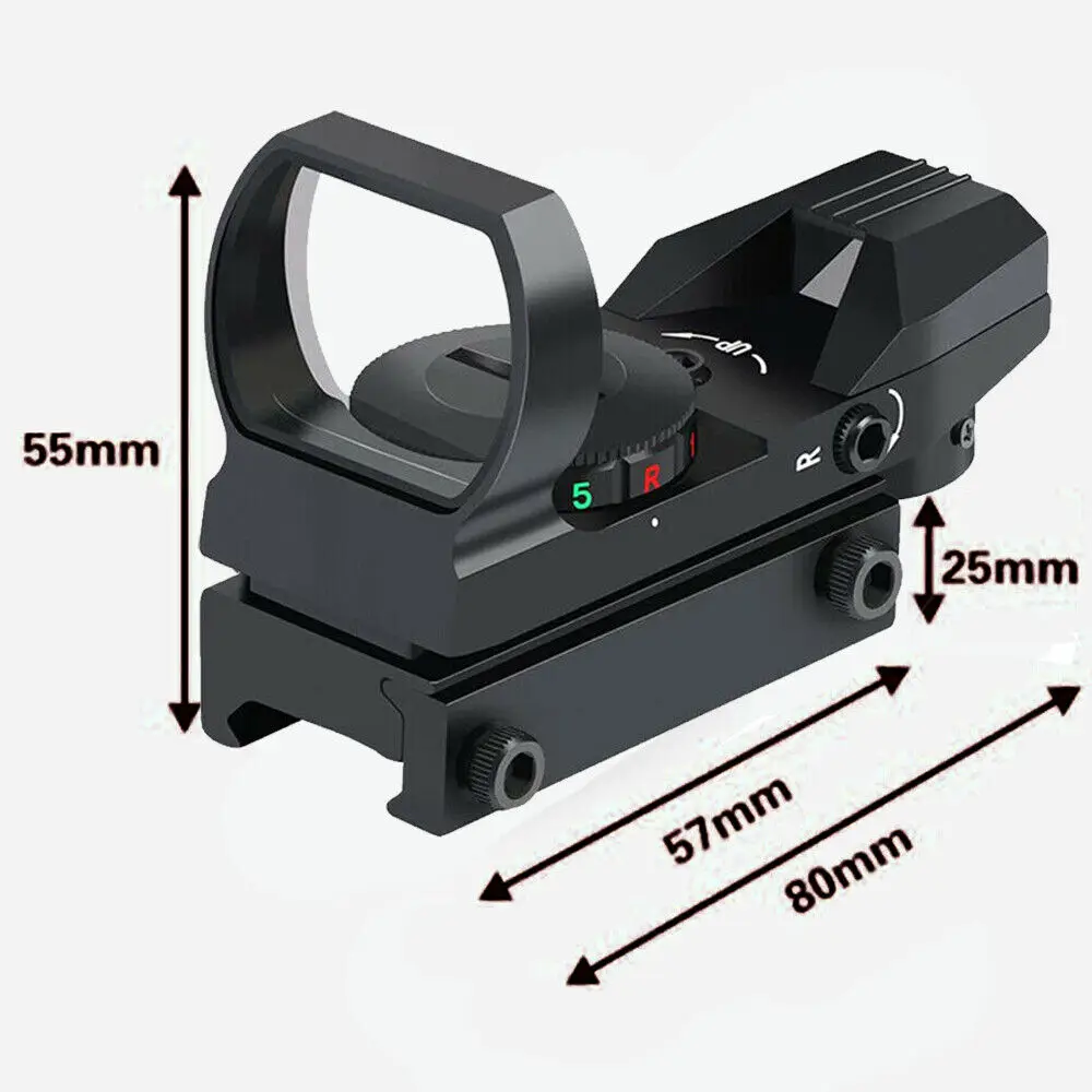 Reflex holográfico tático Red Green Dot Sight 4 tipo retículo para trilhos de 20 mm