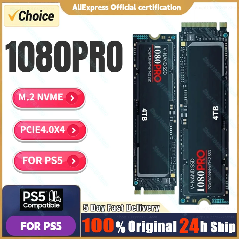 

4TB 2TB 1TB Original 1080PRO SSD M2 2280 PCIe 4.0 NVME NGFF Solid State Drive 14000MB/S Read Hard Disk for Xbox PC PS5 PUBG Game