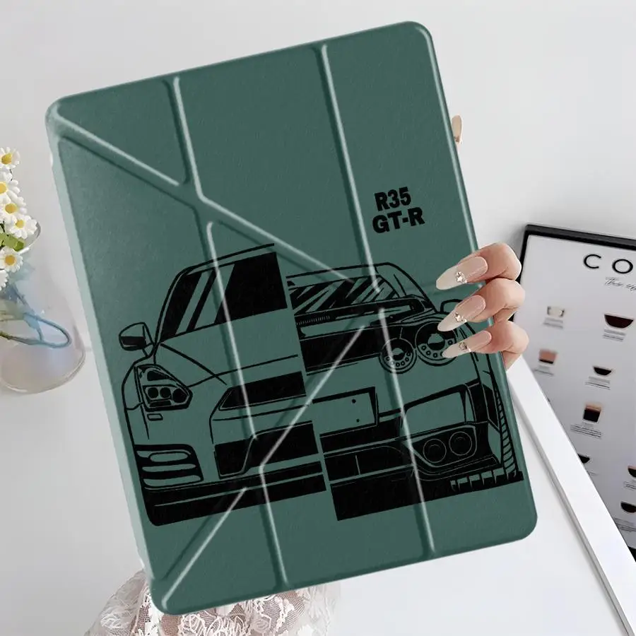 Japanese Sports Cars Y-Fold Holder Cover Tablet Case For iPad Pro 2025 Air 4 5 M3 M2 1 2 M4 11inch 11th 10th 9th 8th 7th