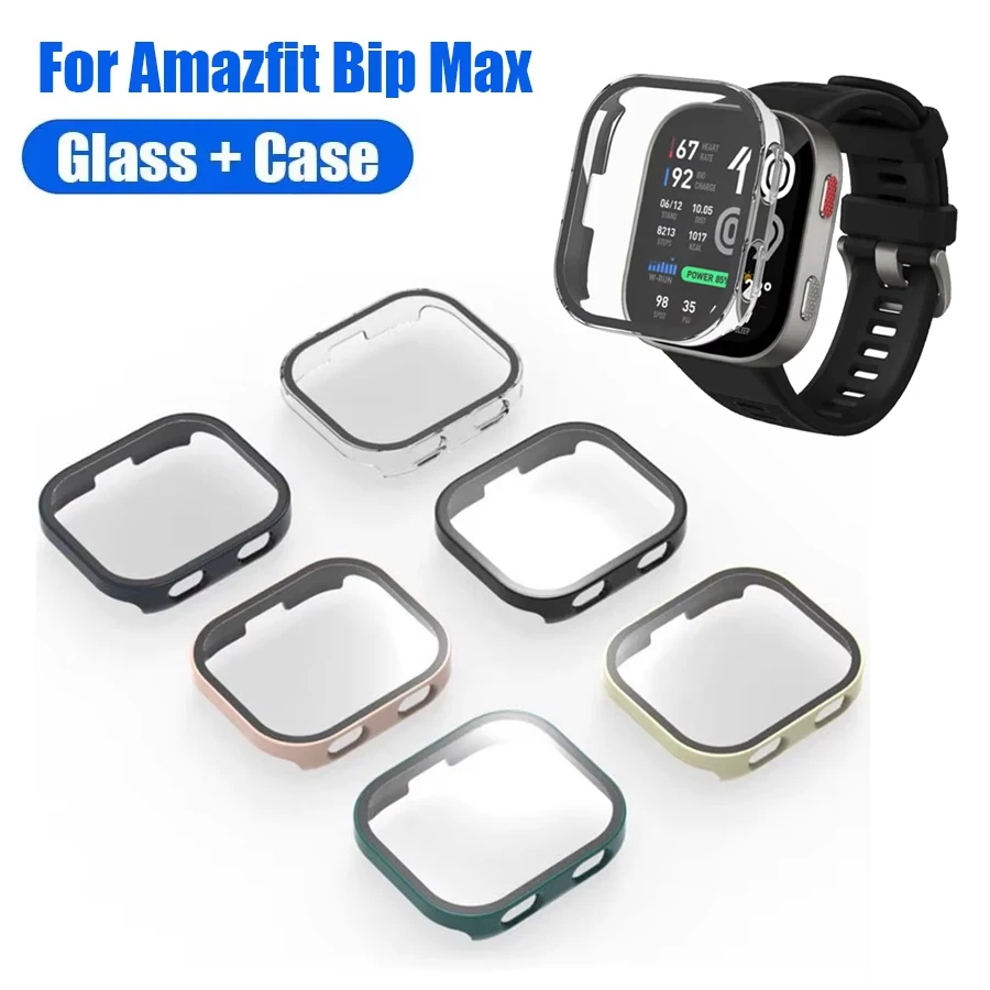 Glas+PC-Hülle für Amazfit Bip Max Displayschutzfolie, kratzfeste Folie, Stoßschutz, Schutzhülle für Amazfit Bip Max Zubehör