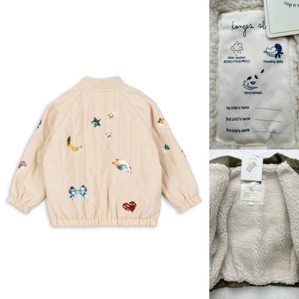 2025 Nieuwe Winter Merk Baby Jongens Jassen Lamswol Cartoon Pailletten Bovenkleding Kinderkleding Meisjes Winddicht Jas Vlucht Pak 1-9Y
