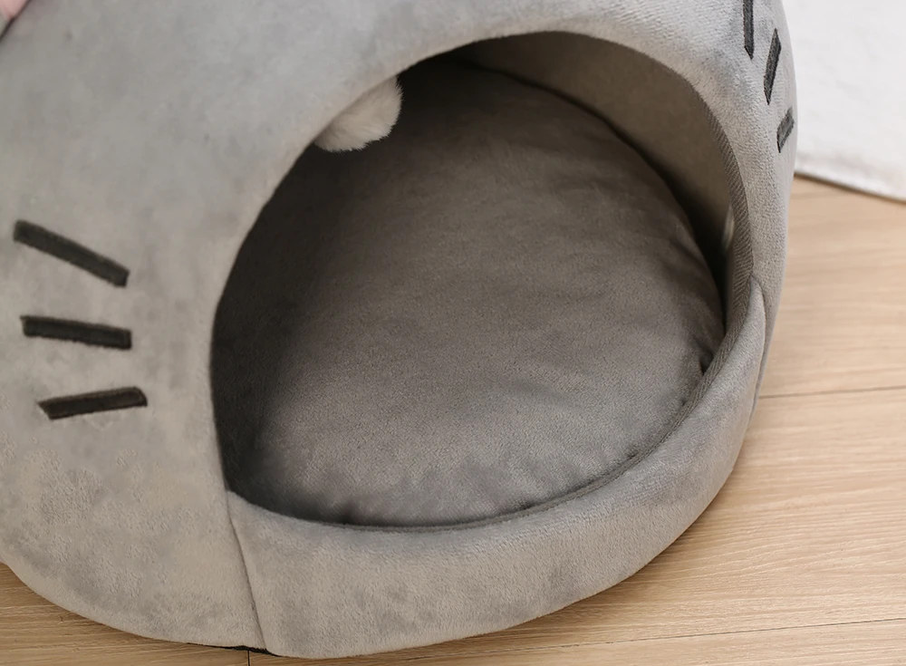 Super Katze Bett Warme Haustier Haus Kätzchen Höhle Kissen Katze Haus Warme Schlafen Hund Korb Zelt Kleine Hund Matte Liefert Bett Für Katzen – Detail 9