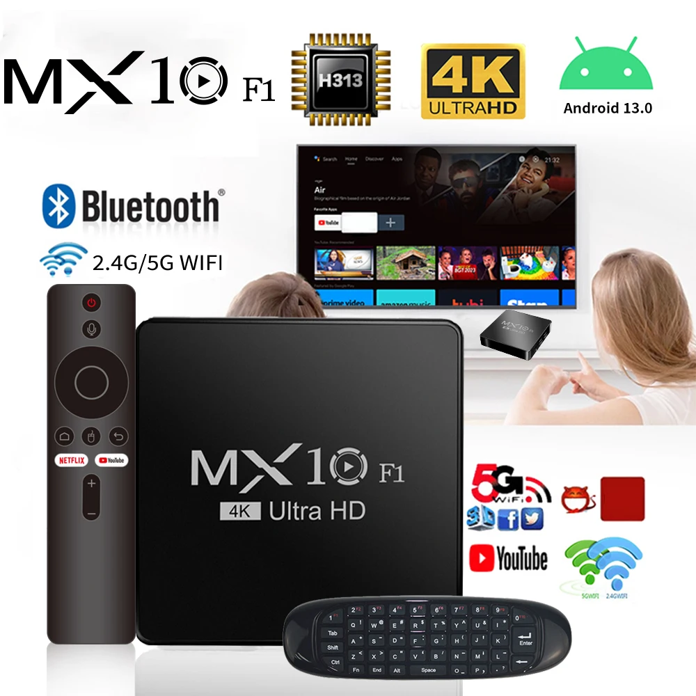 Kit telecomando Fly Air Mouse e Smart TV Box Allwinner H313 Mali-G31 Telecomando Wi-Fi 2.4G + BT5 2.4G Air Mouse