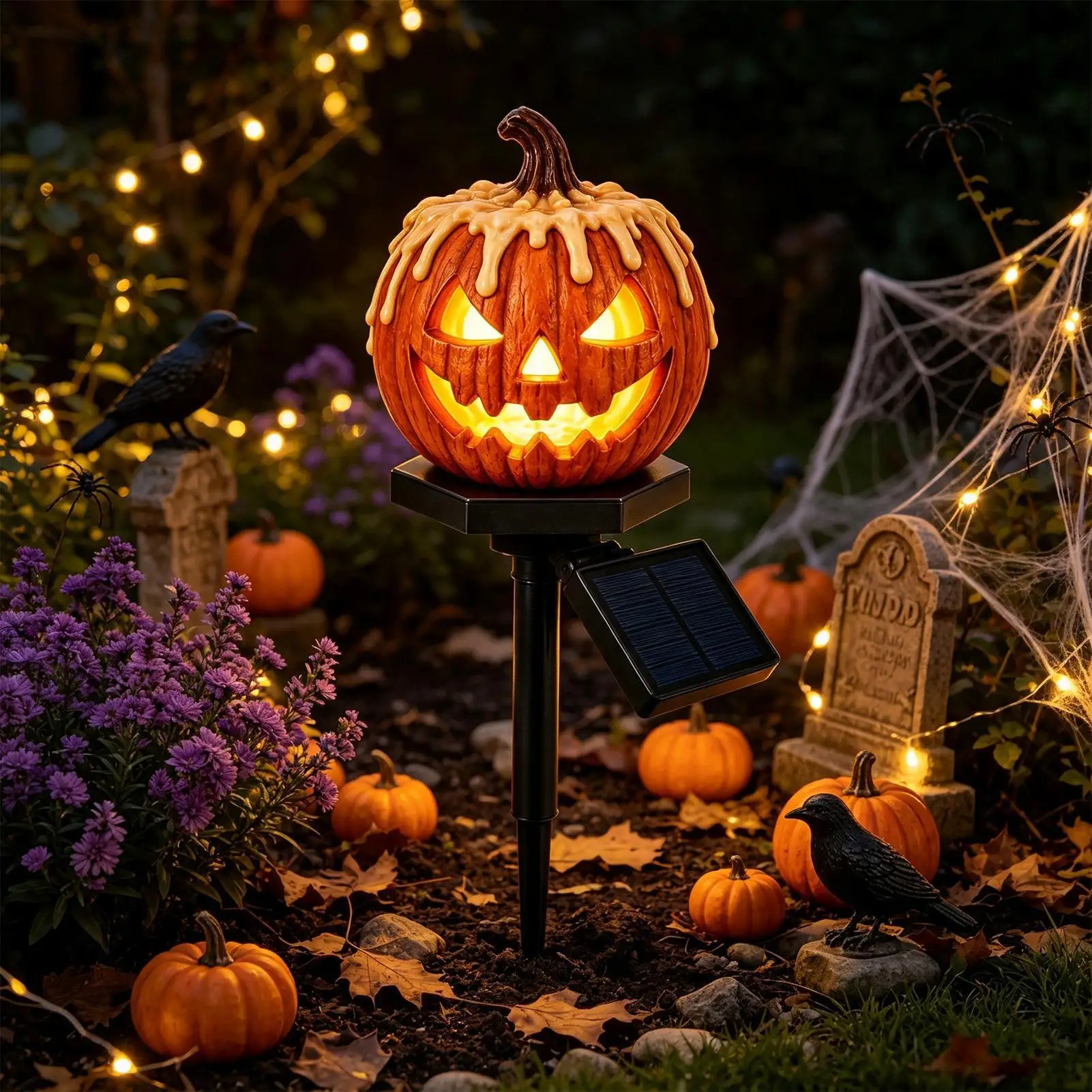 1PC Solar LED Light Outdoor Halloween Pumpkin Lantern Waterproof Solar Lawn Light Outdoor Lighting Solar Light Garden Light