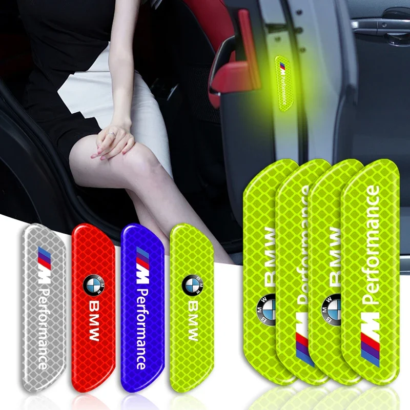4 قطعة/المجموعة سيارة شرائط عاكسة تحذير ملصقات تصفيف السيارة لسيارات BMW M الأداء M2 M3 M5 320 325 E28 E30 E34 E36 E39 E46 E52