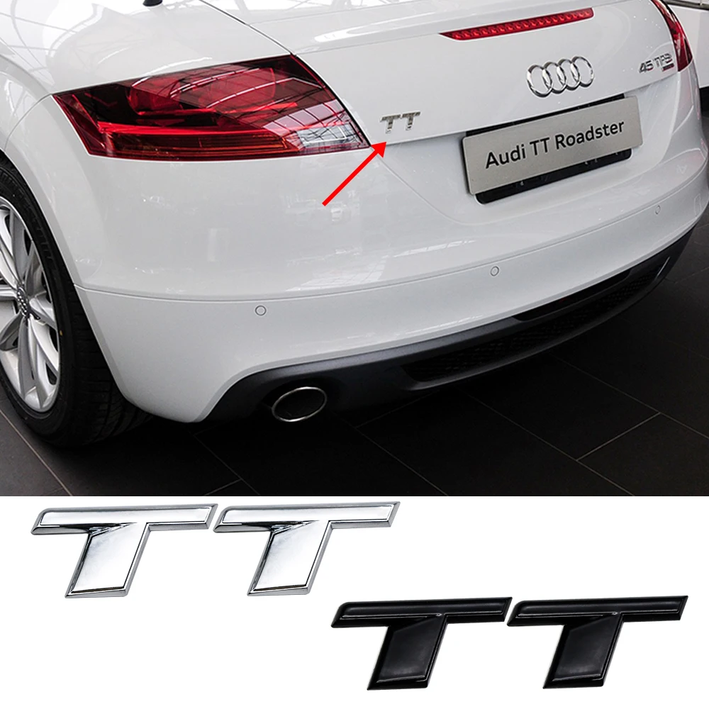 3D ABS Chrome Black TT Logo Car Rear Trunk Emblem Badge Sticker Decals For Audi TT RS MK1 8N 8J MK3 8S MK2 Accessories