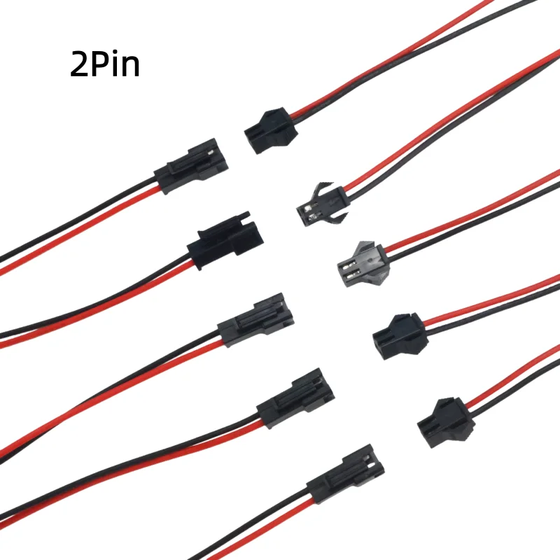 5 Pairs 10cm JST SM 2P 2Pin Plug Socket Male To Female Wire Connector LED Strips Lamp Driver Connectors Cable Quick Adapter