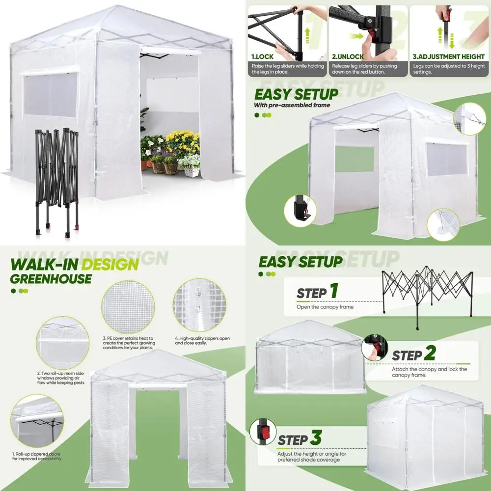 الدفيئة المنبثقة الفورية للبستنة النباتية الداخلية والخارجية مع أبواب قابلة للطي ونوافذ جانبية ووصول المشي