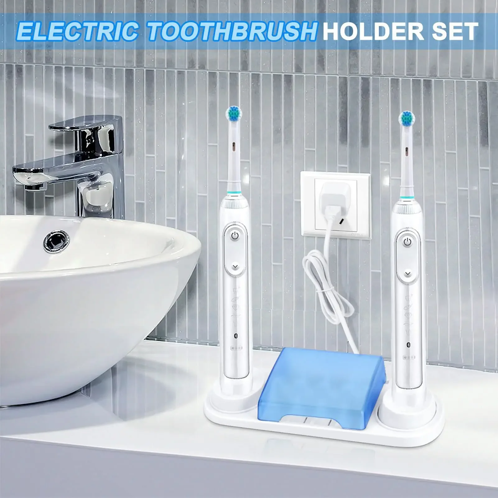 

Toothbrush Holder Compatible with Qral-B Electric Toothbrushes Holder for 4 Push Brushes Bathroom Tool Charger Hole Charger Base