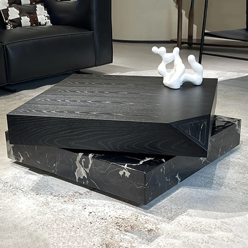 

Drawers Floor Coffee Table Luxury Unique Marble Rotating Stacking Rock Tables Square Natural Italian Mesa De Centro Furniture