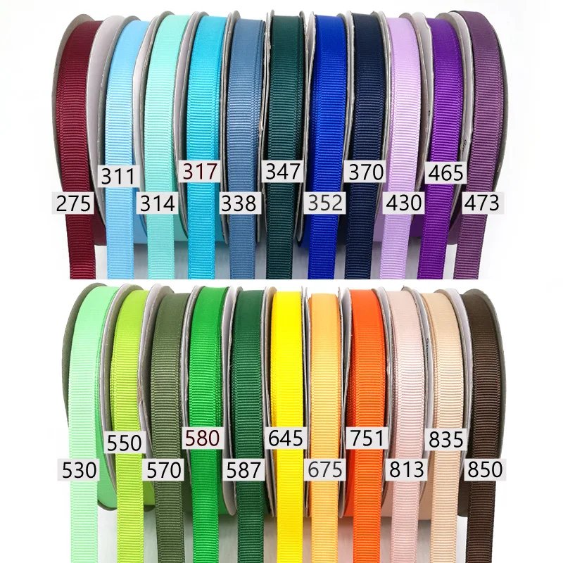6mm 1/4“ 9mm 3/8“ Grosgrain Ribbon Solid Colour High Quality 100% Polyester Grosgrain Ribbon Tapes