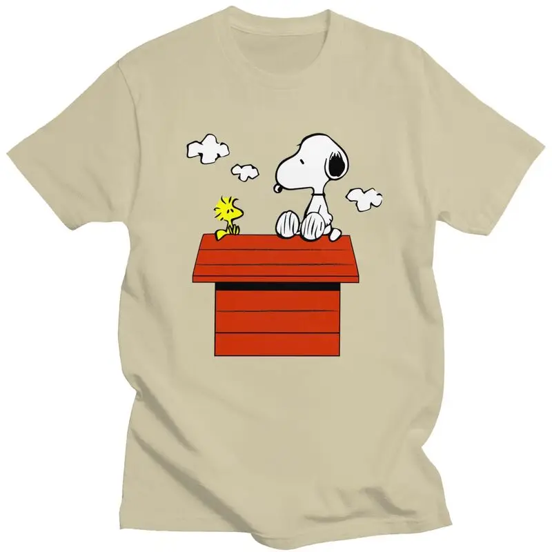 

Мужские футболки с милым рисунком Снупи на заказ, футболки из чистого хлопка, футболка с короткими рукавами, одежда