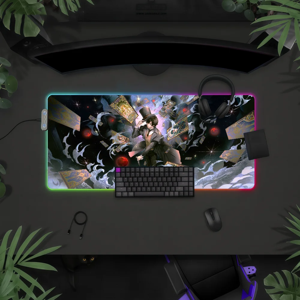 

Anime Lord of the Mysteries Mouse Pad RGB LED Light Colorful Game Keyboard Non-slip Cover Desk-mat Surface Waterproof