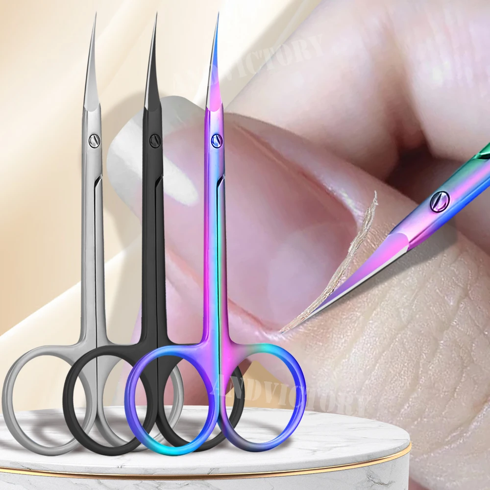 1Pcs Russian Cuticle Scissors Nipper Dead Skin Scissors Stainless Steel Manicure Tools Portable Exfoliating Nail Trimmer