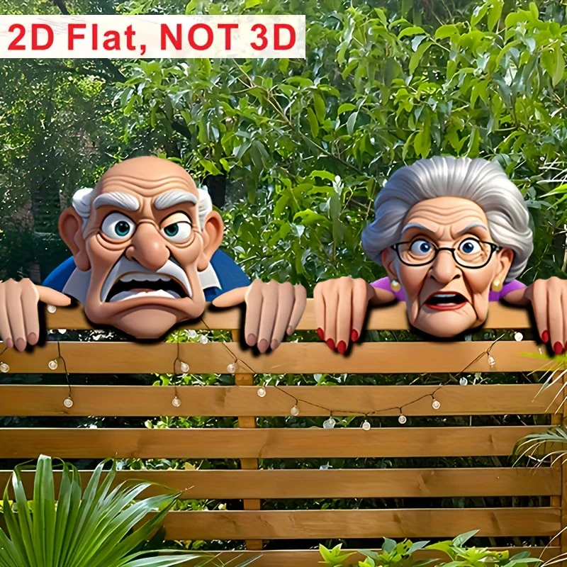 

Strangely Shaped Dwarf Garden Fence Decorations - Thoughtful Old Couple Design, PVC Outdoor Courtyard Art For Courtyard And Lawn