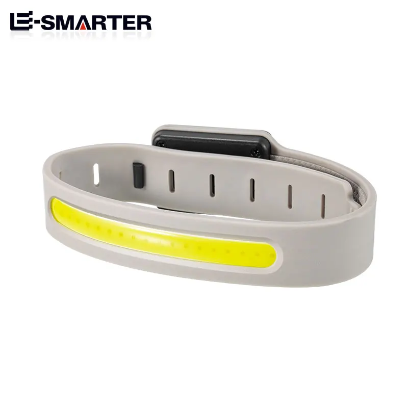 Portable COB Headlamp Outdoor Night Running Wrist Lamp  Rechargeable Sports Flashing Safety Warning Elastic Silicone Strip Light