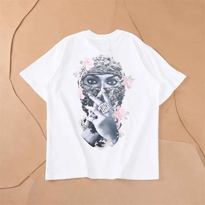 24SS Flower Mask Character Print IH NOM UH NIT PARIS T-Shirt High Quality Cotton Tee Hip Hop Oversized T Shirt For Men Women