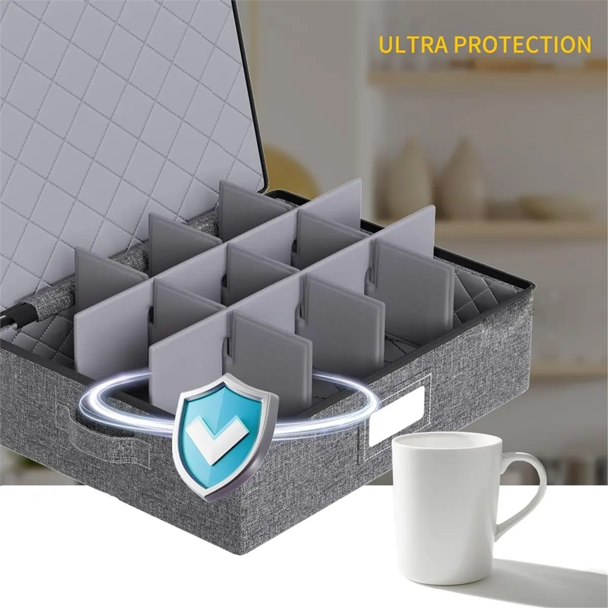 Cup and Mug Storage Boxes Coffee Mug Organizer with Dividers Hold 12 for Safe Packing and Moving