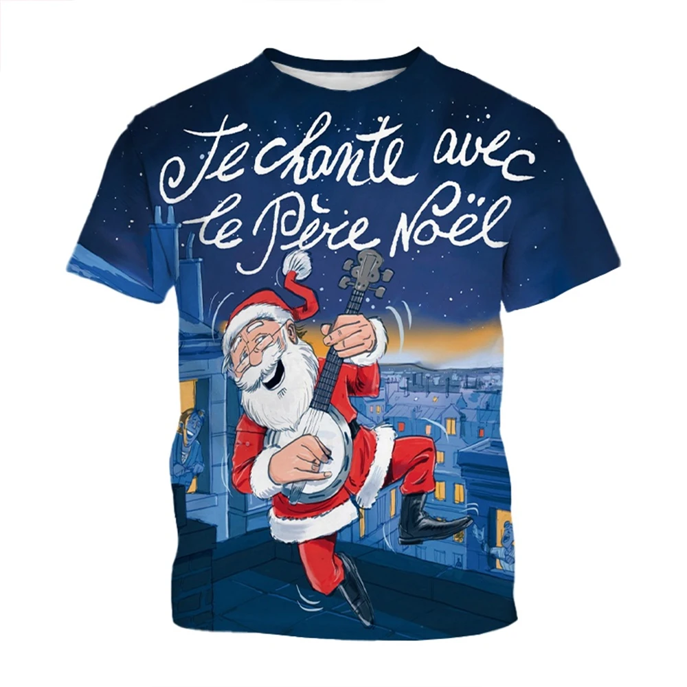 

Fashion Mens T-Shirt Summer Creative Personality Christmas 3D Print Short-Sleeve Men and Women Loose Comfortable Men's Clothing