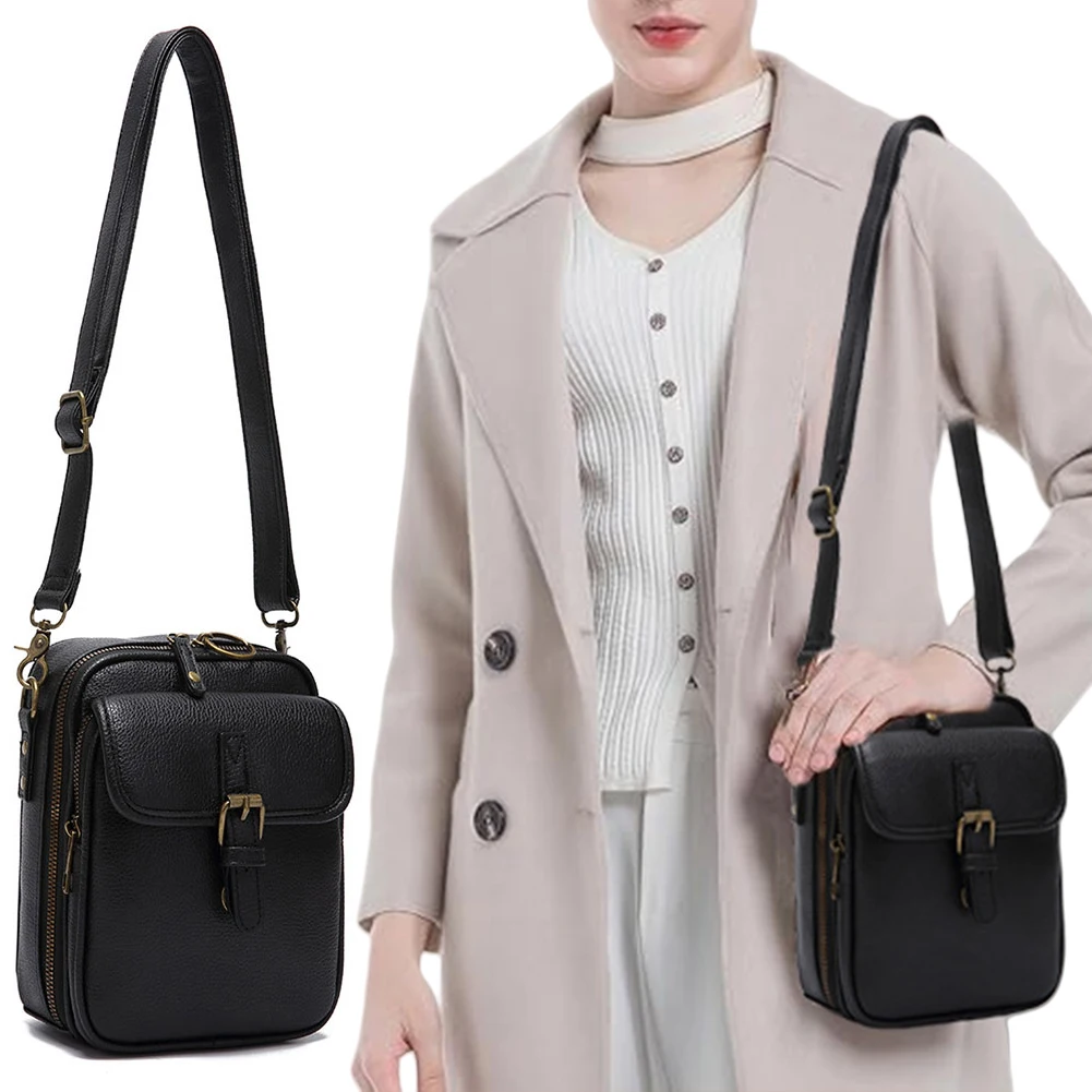 Crossbody Leather Bag Vintage Anti-Theft Shoulder Bag Messengers Bag for Women Men