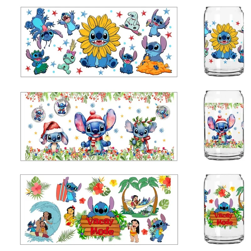 

30 Style Summer Vibe Party time Cute Stitch UV Party DIY Decals 3D transfers uvdtf tumbler seal stickers 16oz uv dtf cup wraps