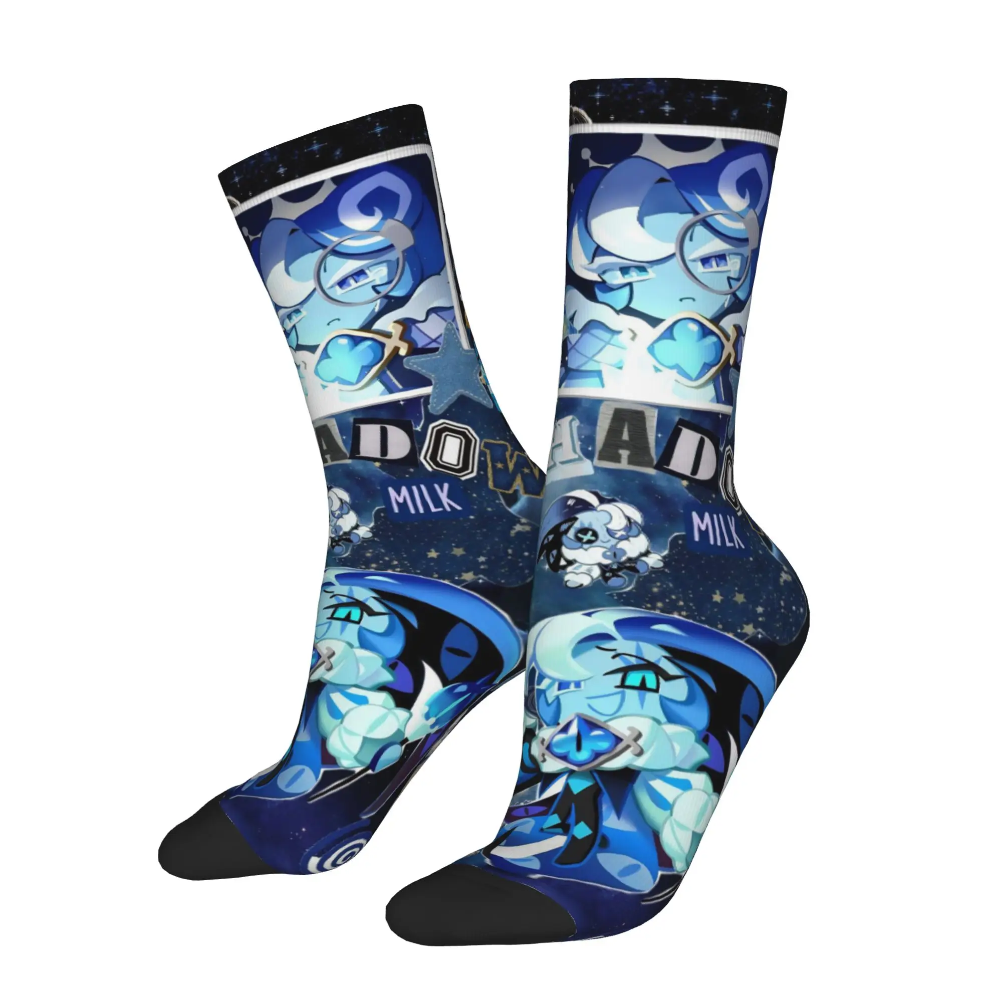 Shadow Milk Cookie Run Kingdom Socks Men's Women's Funny Cartoon Game Socks Spring Summer Autumn Winter Middle Tube Socks Gift