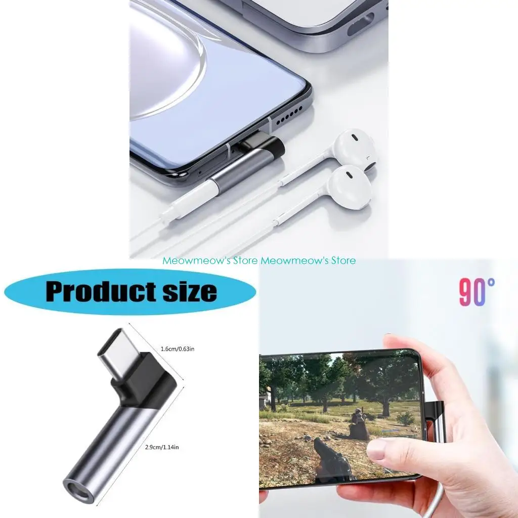 

W91A Type C to 3.5mm Audios Dongle with HiFi Sound Quality for Travel Use Compatible for Type C Devices Phone