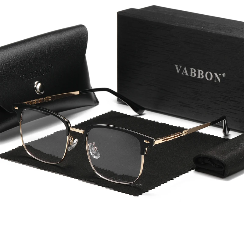 VABBON Retro Glasses Frame Glasses Personalized Trend Semi-frame Glasses Anti-blue Glasses 3329