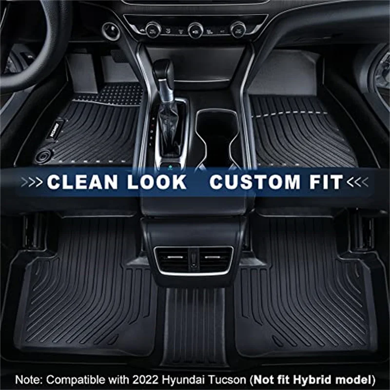 

For Hyundai Tucson 2022 5 Seats 2 Rows Front & Rear No Hybrid Models Custom Fit TPE Floor Liner Car Floor Mats Car Accessorie