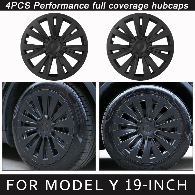 

4PCS Hub Cap Performance Replacement for Tesla Model Y Wheel Cap Automobile 19-Inch Hubcap Full Rim Cover Accessories 2018-2024