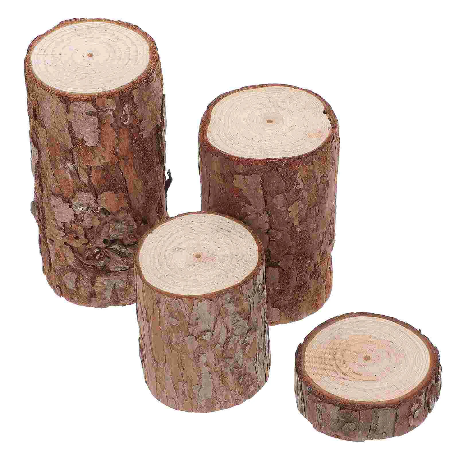 

4 Pcs Hamster Cage Logs Tree Bark Decor Board Fake Stump Carving Wood Dwarf Small Toy