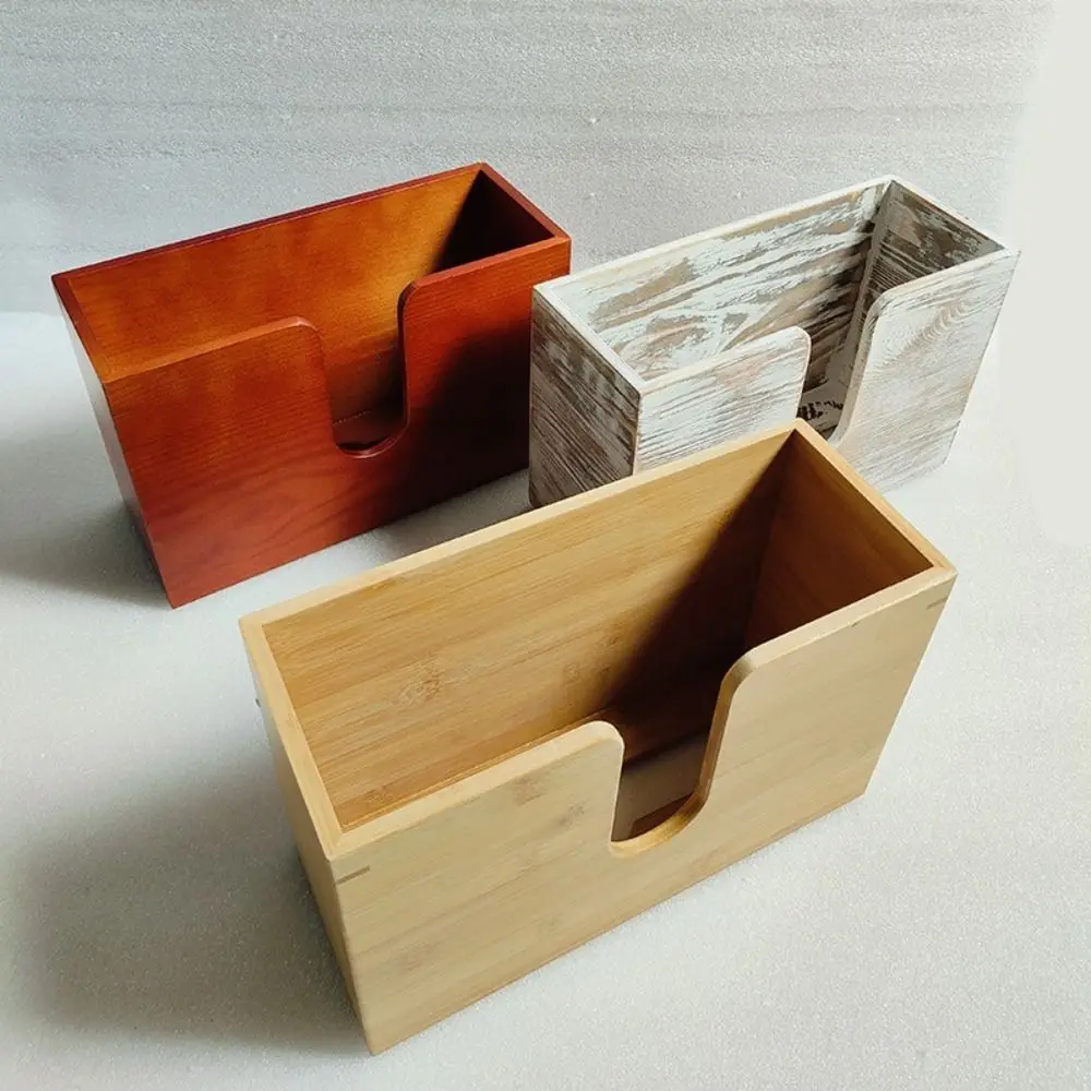 

Creative Wooden Napkin Holder Table Organizer Wall Mounted Hanging Tissue Box Smooth Multi-function Case Paper Storage Holder