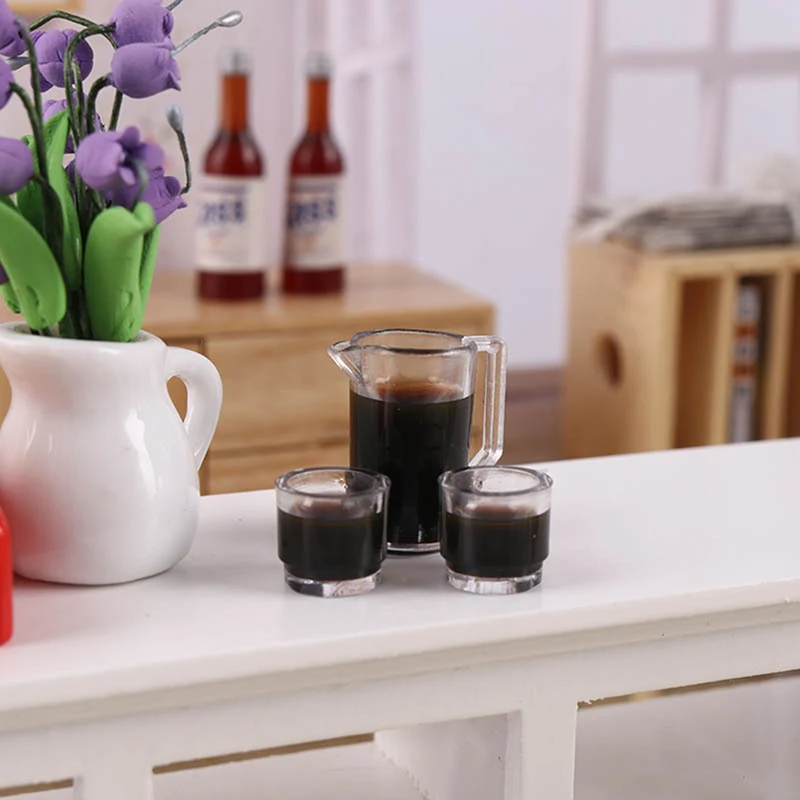 1 セット 1:12 ドールハウスミニチュアケトルハーブティーカップ飲料ティーセット子供ふり遊びおもちゃドールハウスアクセサリー