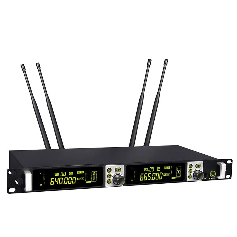 Paulkitson Professional Wireless microphone RU700 Radio System 2-Channel Microfone Headset Mic Lavalier Microfono For Stage