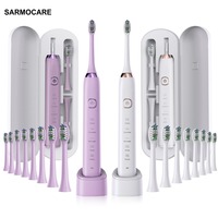 SARMOCARE Sonic Electric Toothbrush USB Rechargeable Adult Waterproof Ultrasonic Teeth Whitening Brushes 8 Replacement Head S100