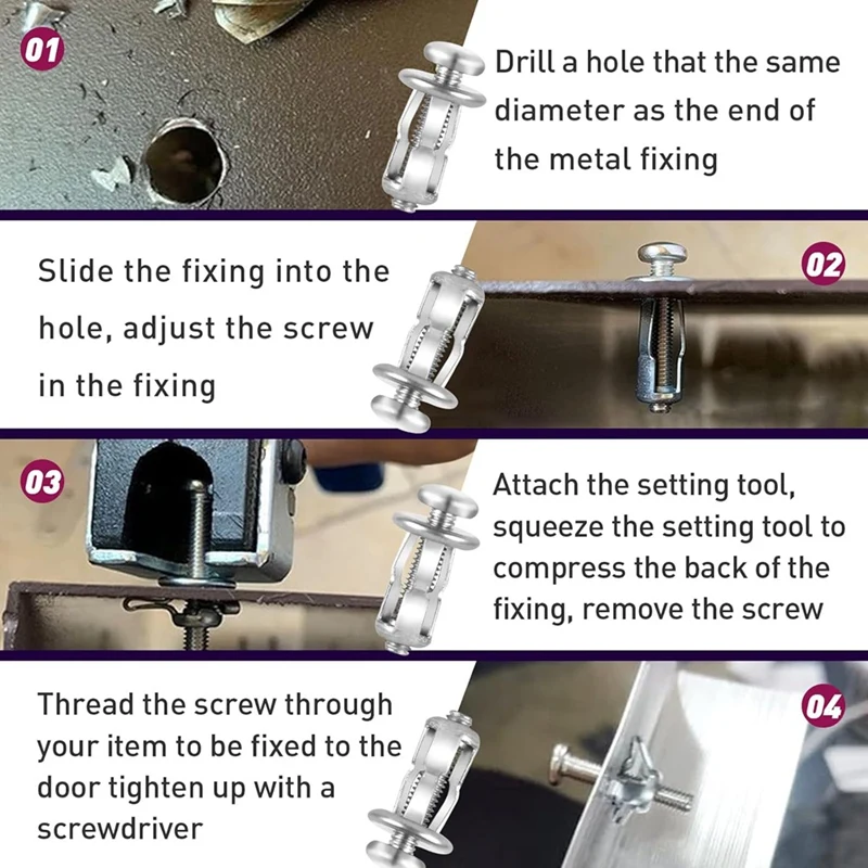 PORK-60 Pcs M 4 X 20 Hollow Door Anchor Set, Hollow Cavity Fixing Hollow Wall Anchors For Aluminium Cladding Sheet Steel Pipe