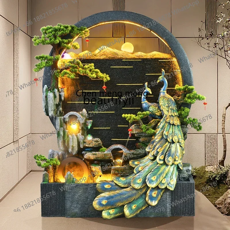 Peacock fountain, flowing water wall, water curtain, landscape courtyard, garden, water view homestay, beauty shop ornament