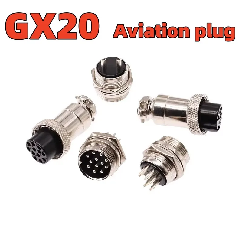 Aviation plug socket for plug-in male and female connectors GX20-2/3/4/5/6/9/10/12 cores