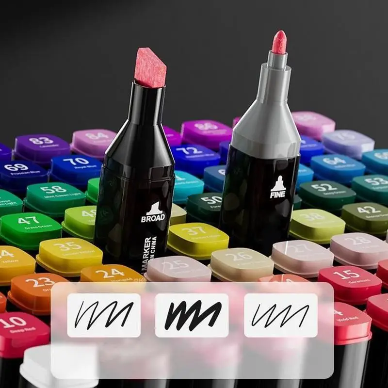 24/36/48/80 Colors Duals-Tip Art Marker Pen Set For Adult Coloring Books, Kids Drawing, Calligraphy & Sketching Art Supplies