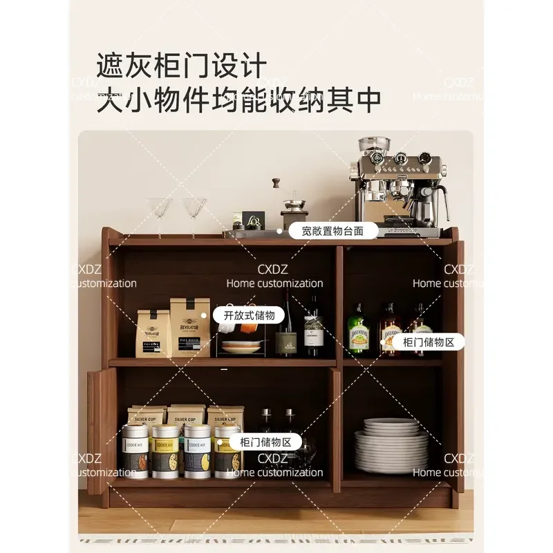 New Chinese Style Solid Wood Tea Cabinet Small Dining Sideboard Living Room Storage Cupboard Floor to Ceiling Low Cabinet