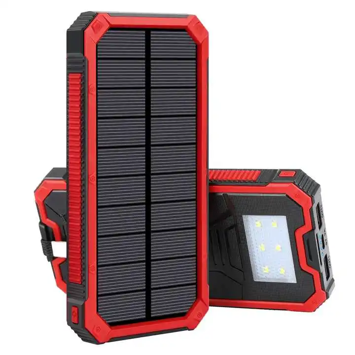 Sasum Trending Green Charger Solar Panel Power Station New Trending Camping Flashlight Lanyard Power Bank
