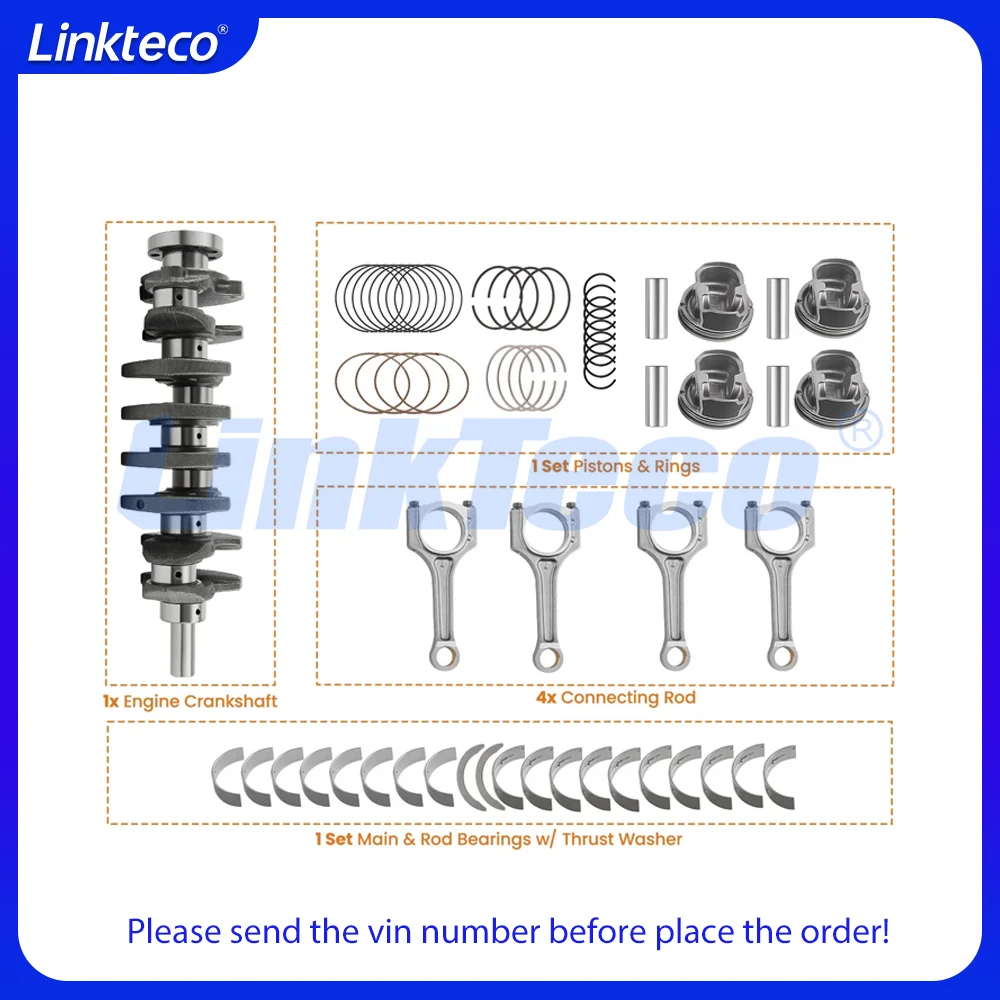 Engine Crankshaft Piston Connecting Kit Fit 2.0 L L4 GAS G4KF G4KH For HYUNDAI Sonata KIA Optima Genesis 10-16 231112G400 2.0L