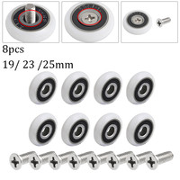 8Pcs Bath Cabinet Roller Wheel Shower Room Accessories Bearing Roller Wheel 19/23/25mm Shower Room Roller /Runners/Wheels