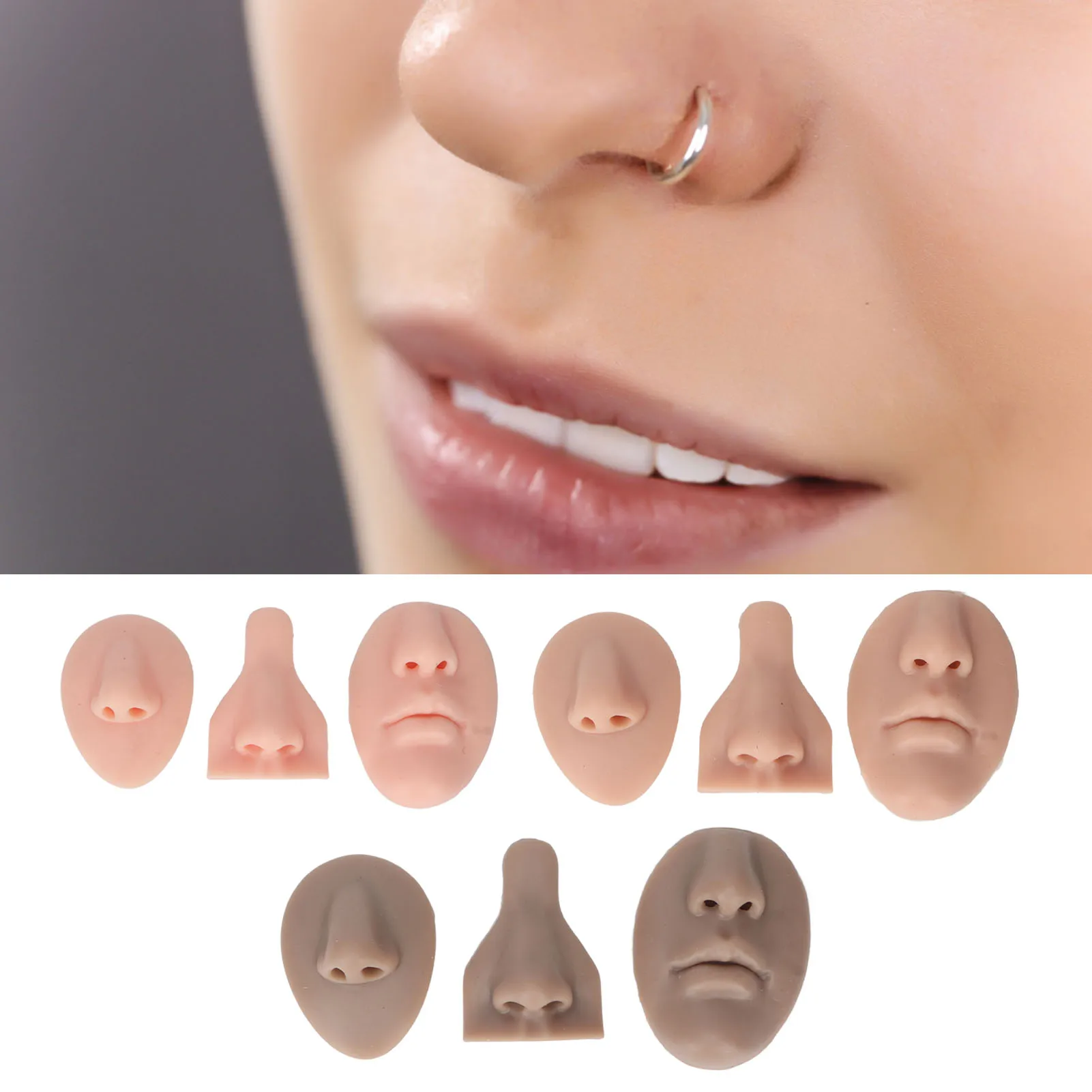

Silicone Nose Model Set Simulation 3D Soft Practice Nose Model for Nose Suture Teaching Exercise Soft Teaching Nose Model