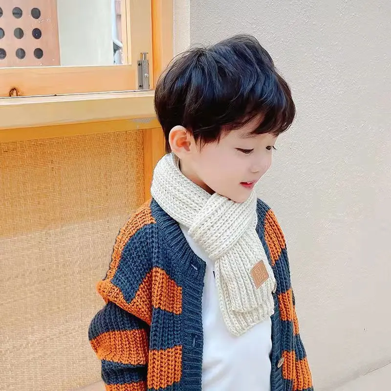 Children's Scarf Autumn/Winter Parent Child Student Children's Scarf Women's Versatile Warm Knitted Knitted Short Cute Neck