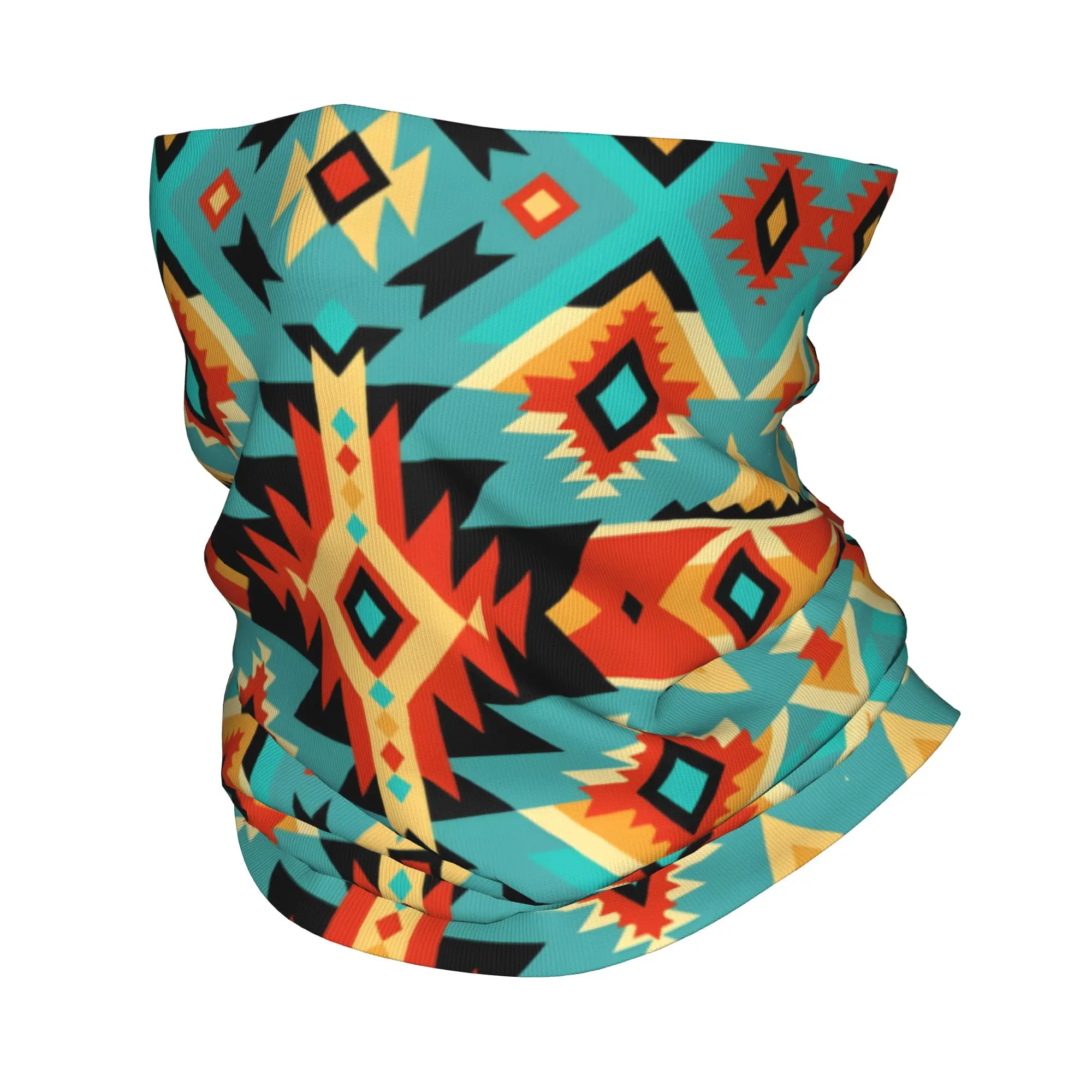 Custom Aztec Bandana Neck Gaiter for Ski Running Men Women Wrap Scarf Ethnic Pattern Balaclava Warmer