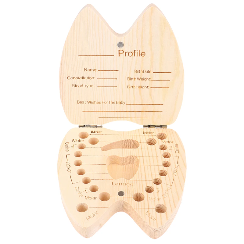 Tooth Decanter for Baby Teeth with Names Made of Wood Milk Tooth Box Curved Box with Engraving Personalized with Name M