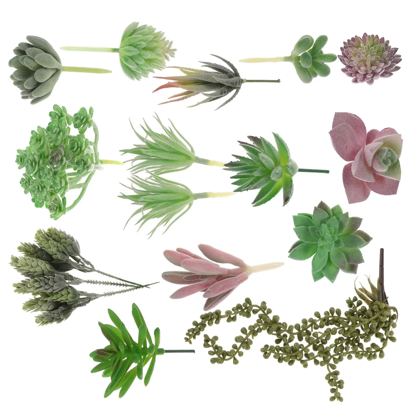 

14 Pcs Artificial Succulent Plants Decorative Ornaments Miniature Model Room Office Cafe Space PVC Unpotted Realistic DIY