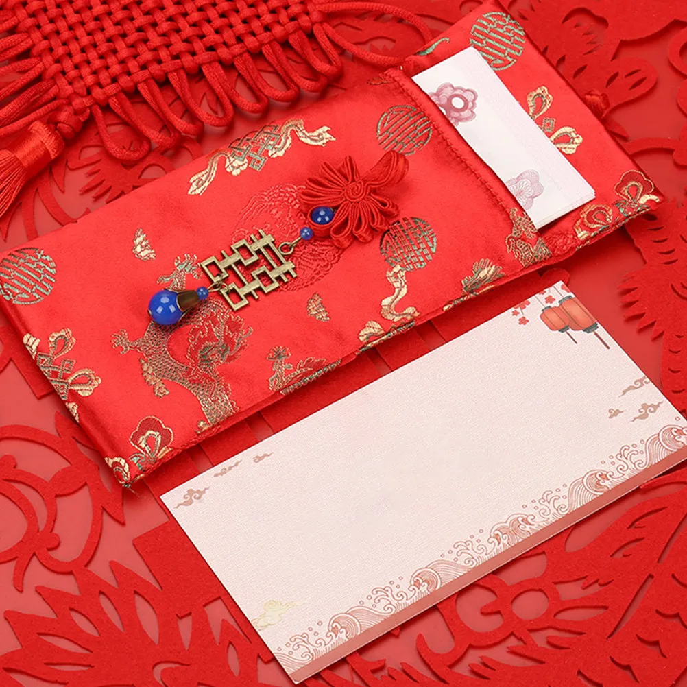 

Набор из 3 красных конвертов с вышивкой для денег, праздничные пакеты для подарков на свадьбу, для процветания, на Китайский Новый год