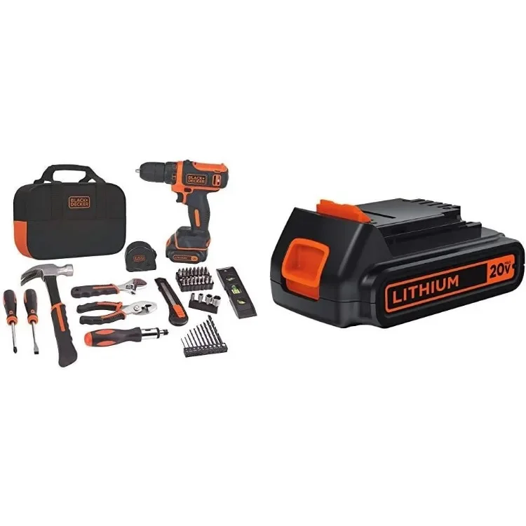 12V MAX Drill & Home Tool Kit, 60-Piece (BDCDD12PK) with BLACK+DECKER WM425-A Portable Project Center and Vise